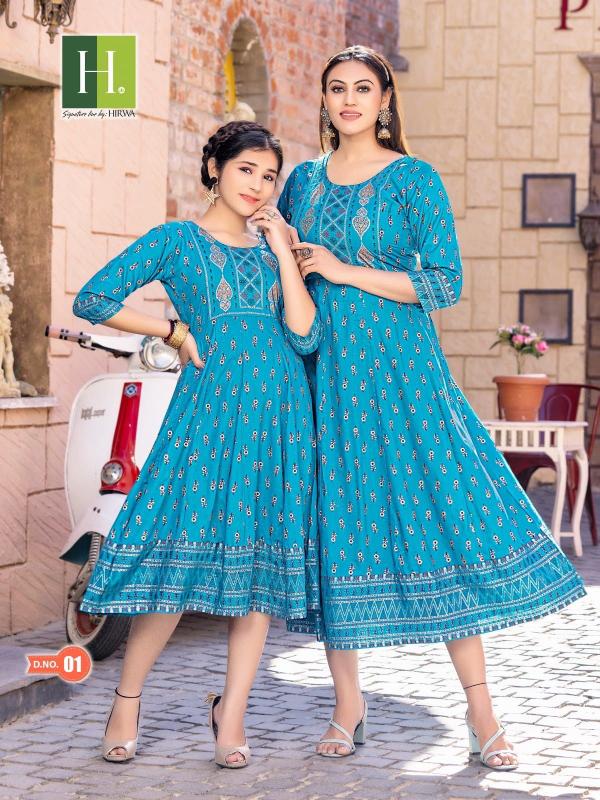 Hirwa Ridhi Shidhi Mother Long Rayon Anarkali Kurti Collection